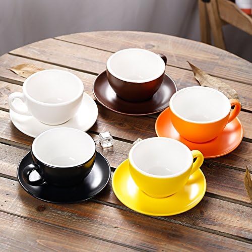 Double Espresso Coffee Cup and Saucer, Small Cappuccino and Speciality Coffee, New Bone China for Coffee Shop and Barista (Matte White, 5 oz)
