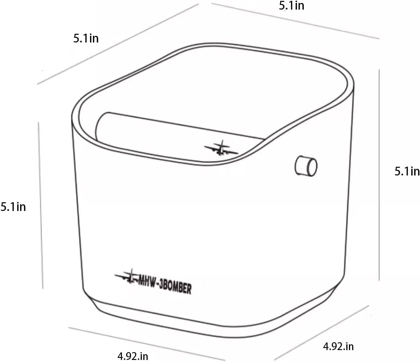 MHW-3BOMBER Coffee Knock Box Mini Espresso knock box Square Non-Slip With Removable Knock Bar (White Set, 1.2L)