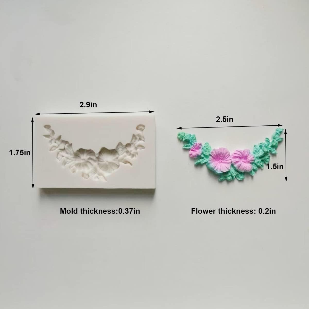 Small Lovely items Silicone Fondant Molds Set For Cake Topper, Gumpaste, Candy & Chocolate, Polymer Clay and More (Flowers & Leaves)