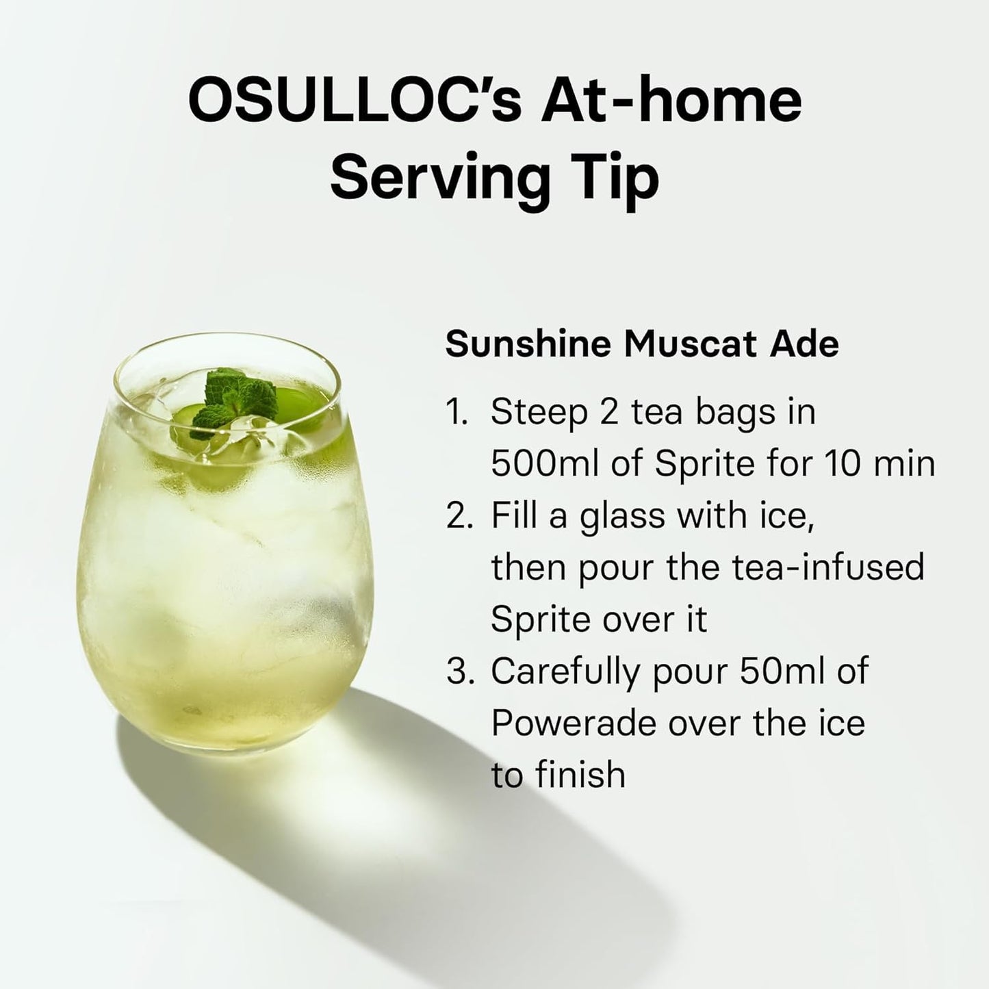 OSULLOC Sunshine Muscat Cold Brew Tea, Sweet Muscat flavored iced tea, Hydration Tea Packets (20ea, 1.76oz)