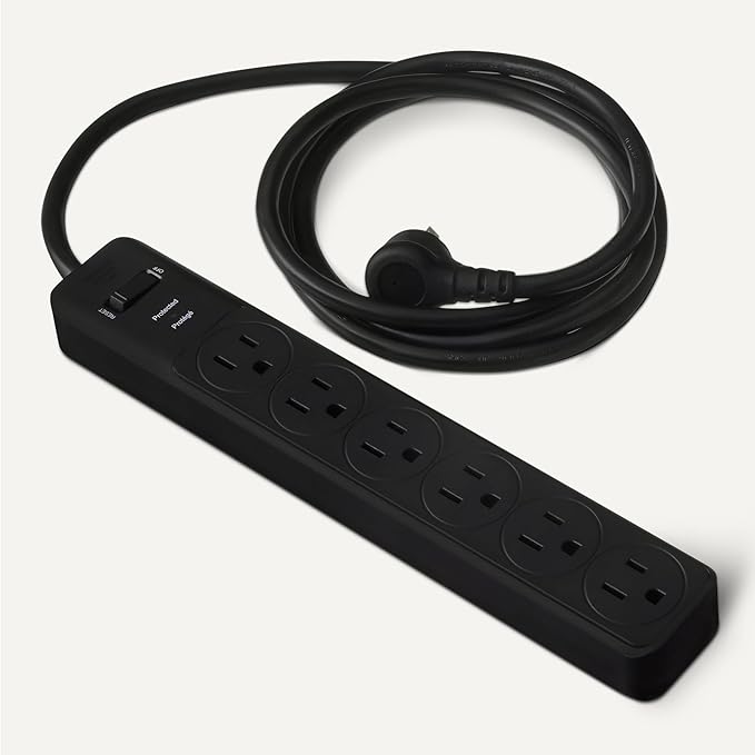 Amazon Basics Surge Protector Power Strip, 6-Outlet, 790 Joules, 6ft Extension Cord, Black