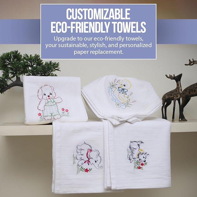 WHITEWRAP Flour Sack Towels| Tea Towel for Crafts| Kitchen Dish Cotton Blank Towel for Embroidery|Baking Bread Proofing Linen Cover| Thick Absorbent Quick Dry| 4 Pack 33"X38" White