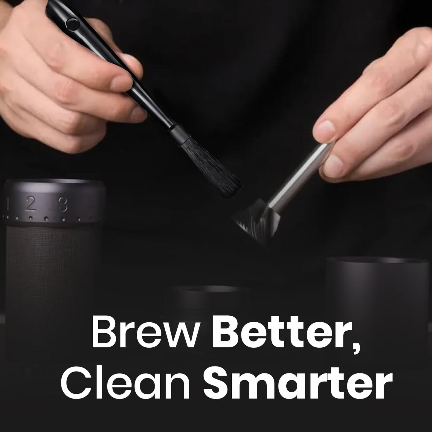 Rattleware 9" Black Espresso Machine Grinder Brush, Long Durable Handle Coffee Grinder Cleaning Brush - Ideal for Home, Cafe, Restaurant, or Hotel - Trusted by Baristas