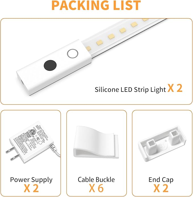 MY BEAUTY LIGHT 80in Smart Under Cabinet Lights, Handwave Sensor Under Counter Lights for Kitchen, 2700K-6500K 1090lm Stick-on Closet Light, Slim Cuttable Plug and Play Kitchen Lamp, 2 Rolls of 40in
