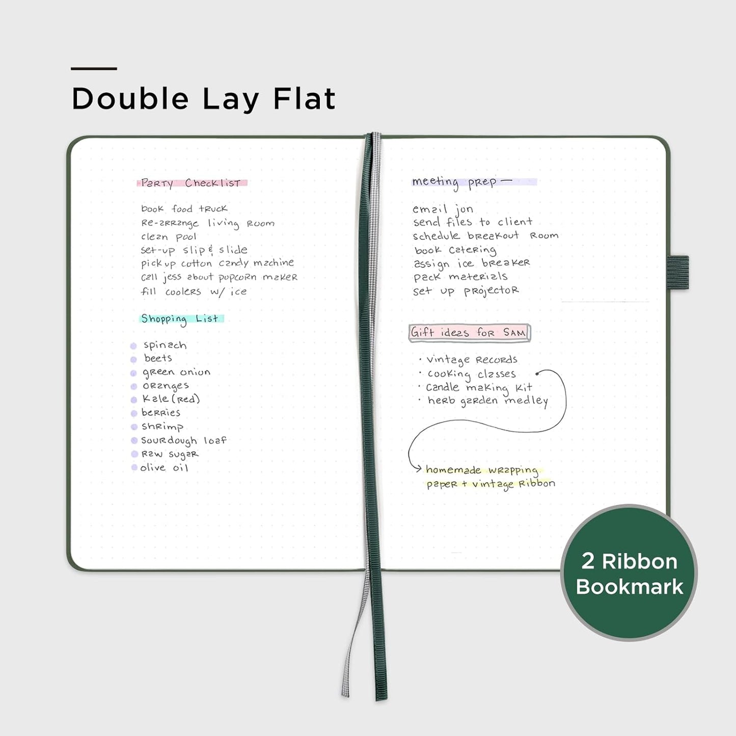&And Per Se Dotted Journal Notebook for Women&Men with Pattern, A5 Leather Hardcover, 160 Pages 100GSM Thick Dotted Paper, 3 Sheets of Stickers Included(Dark Green)