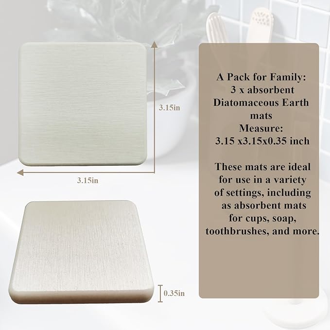 Mucco Water Absorbing Stone Tray for Sink, Premium Diatomaceous Earth Soap Holder Dish,Water Absorbent Diatomite Coasters, Fast Drying Stone Sink Tray for Hand soap & Cups & Drinks Bottles
