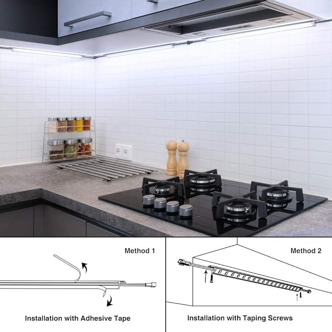 LED Safe Lights Motion Activated, (6) 12" Linkable Light Bars + Motion Sensor + Rocker Switch + UL Power Adapter Cabinet Lighting for Gun Safe, Locker, Closet, 6000K White