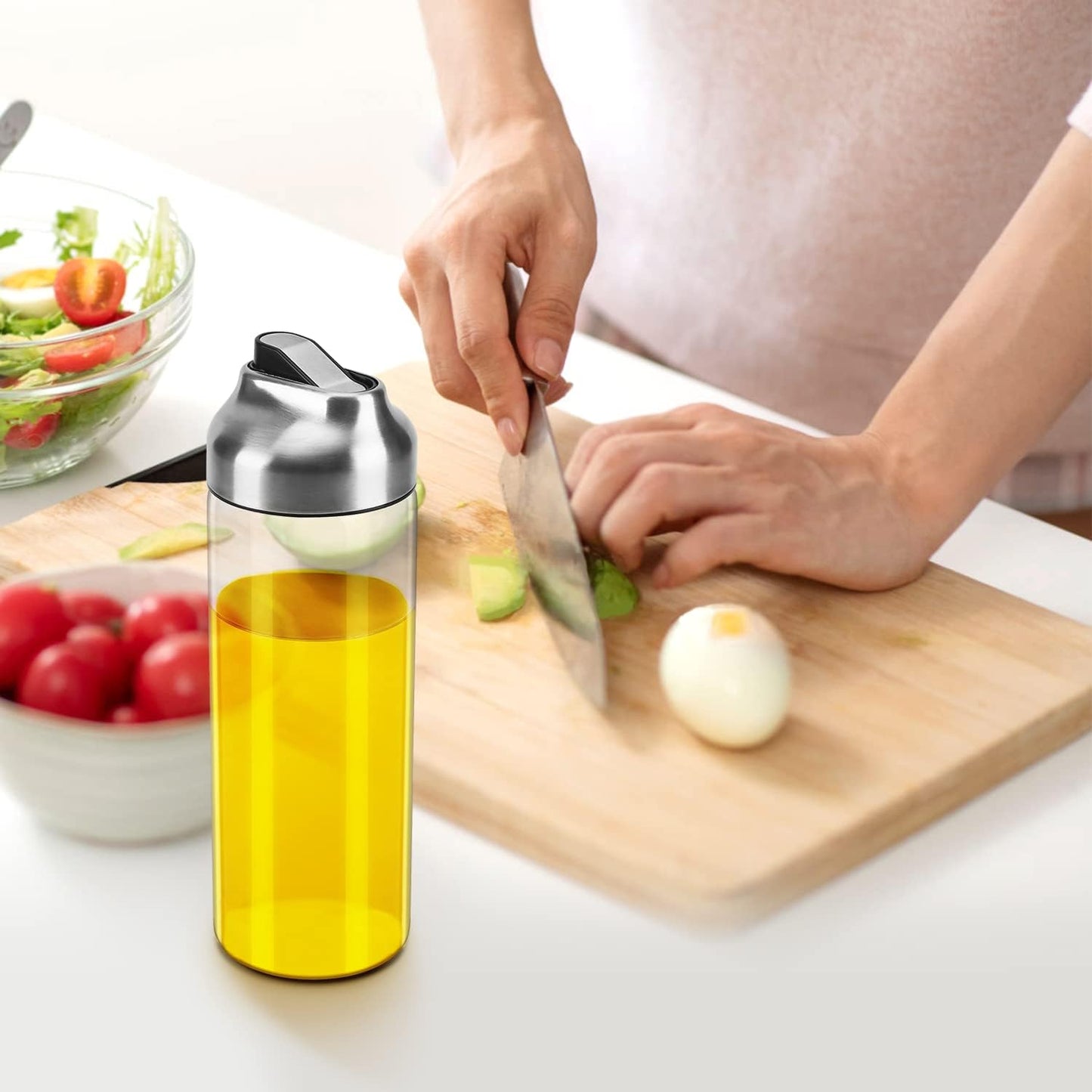 Aelga Olive Oil Dispenser - 14 OZ Glass Oil and Vinegar Dispenser Bottles Set for Kitchen No Drip-Set of 2