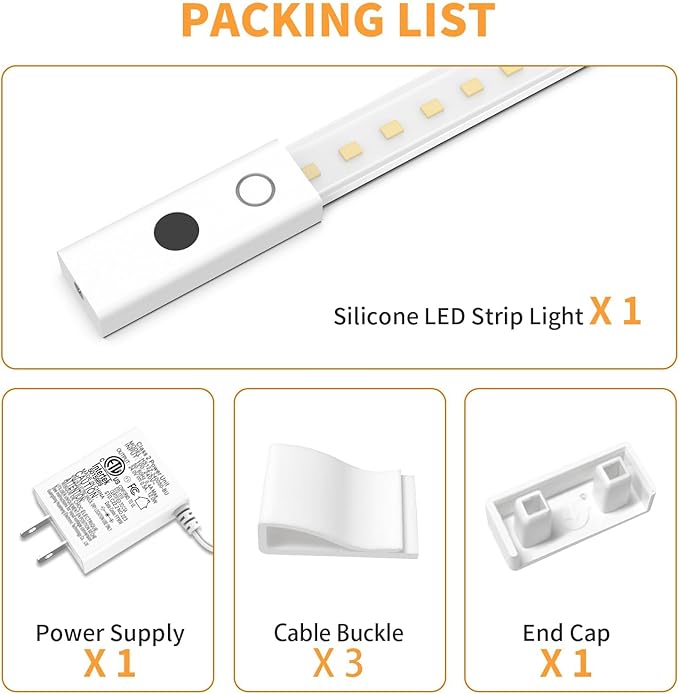 Smart Under Cabinet Lights, 40in Plug in Under Cabinet Lighting with Handwave Sensor, Bright Dimmable 5 Color Temp Stick on Closet Light, Slim Cuttable Under Counter Lights for Kitchen Desk Shelf