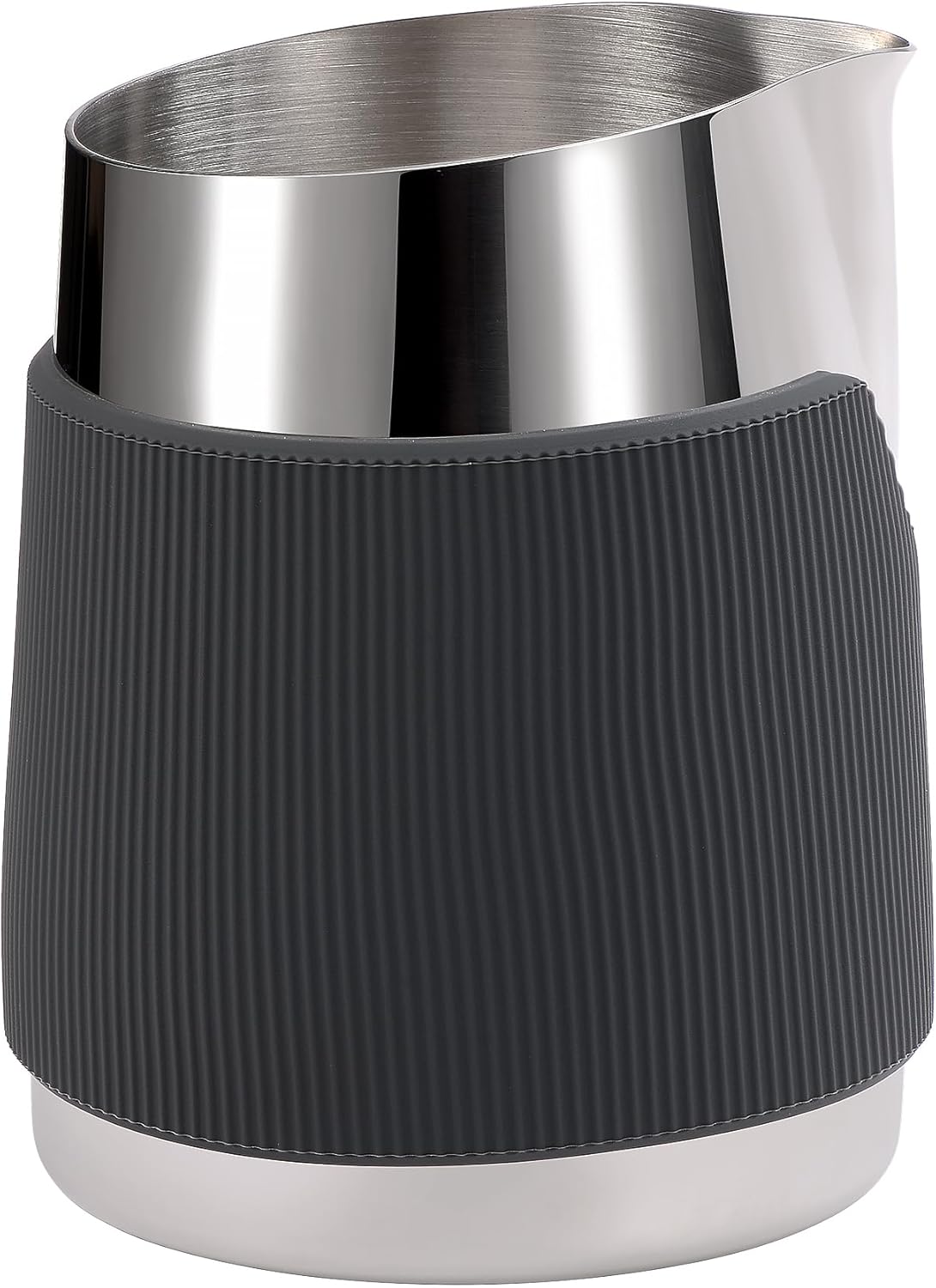 Normcore Handleless Milk Frothing Jug, Milk Pitcher 15.2 oz, Milk Frother Steamer Cup Stainless Steel Espresso Cup, Round Spout, Silver, 450 ml
