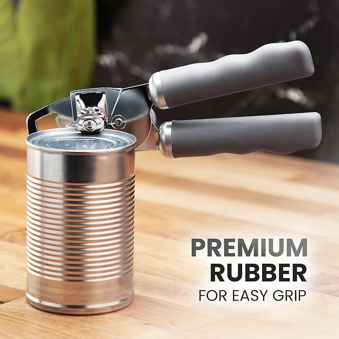 Zulay Kitchen Heavy Duty Stainless Steel Can Opener Manual with Bottle Opener - Rust Proof Manual Can Opener With Turn Knob & Soft Grip Handles