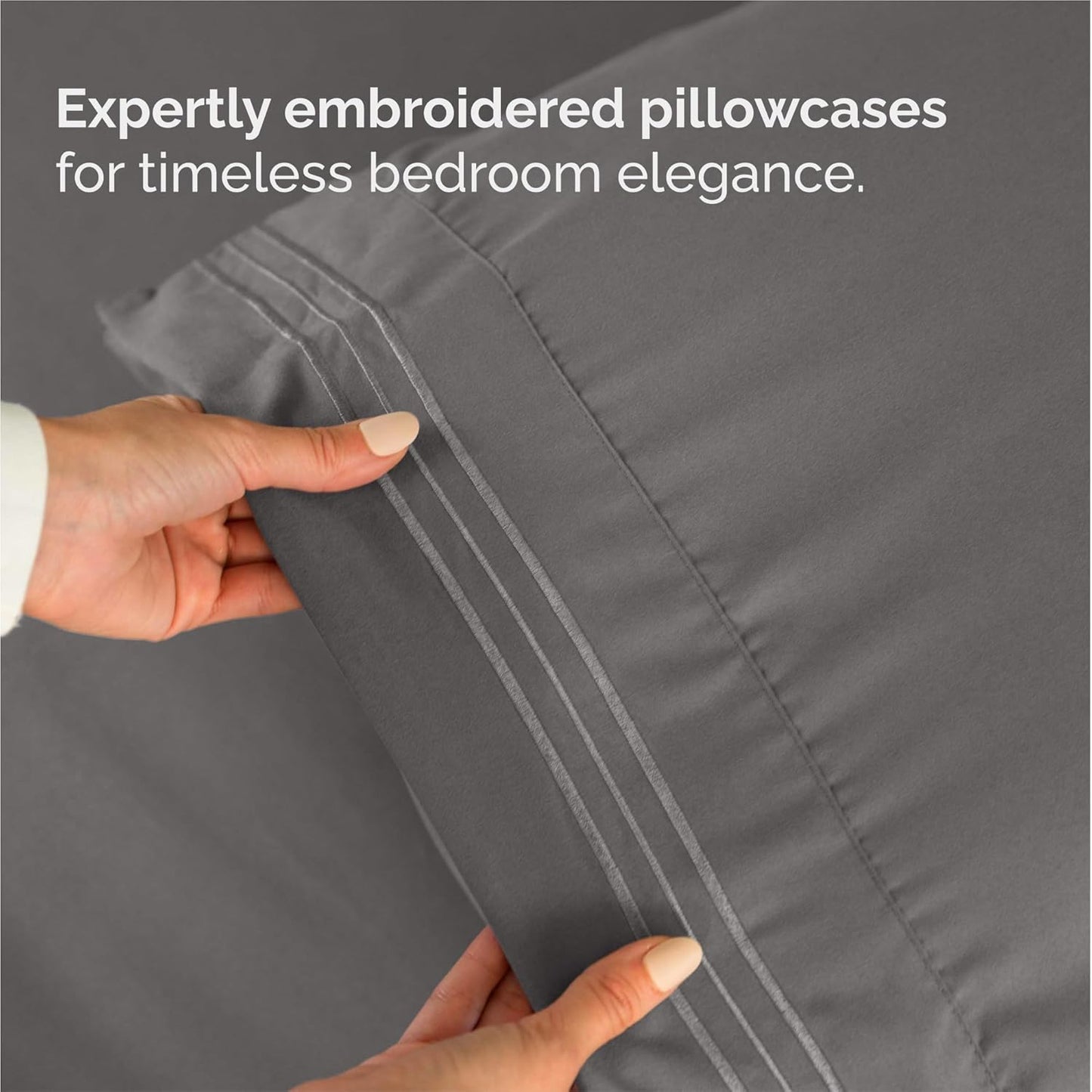 Split King Size 5 Piece Sheet Set - Comfy Breathable & Cooling Bed Sheets Set - Hotel Luxury Bedding for Women, Men, Kids, Teens, Boys & Girls - Deep Pockets, Soft, Wrinkle Free - Oeko-Tex - Dark Grey