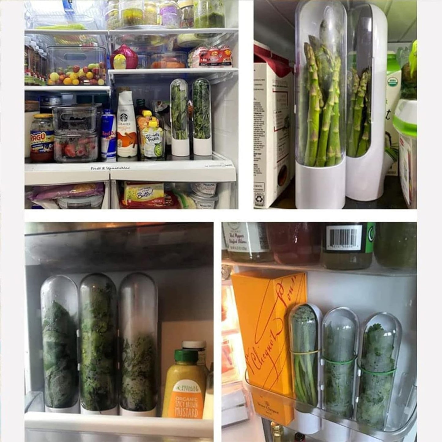 Herb Saver for Refrigerator, Fresh Herb Keeper- Herb Saver Pod Containers, Herb Fresh Keeper for Refrigerator,Herb Storage for Cilantro,Parsley, Asparagus,Keeps Vegetables Fresh for 2-3 Week(3pcs)