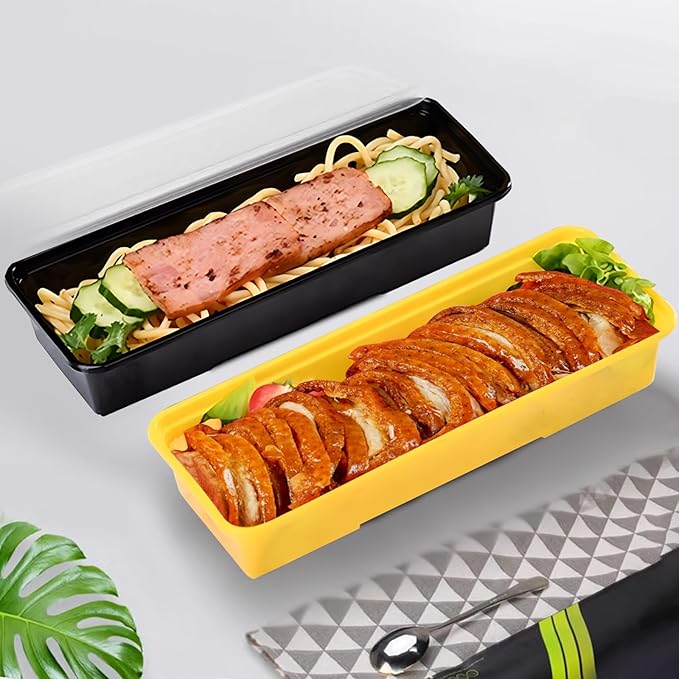 Disposable Food Storage Containers with Lids Meal Prep Compartment To Go Take Out Plastic Black, Sturdy Leakproof Food Safe, Microwave Freezer Dishwasher Safe (10, 1 compartment)