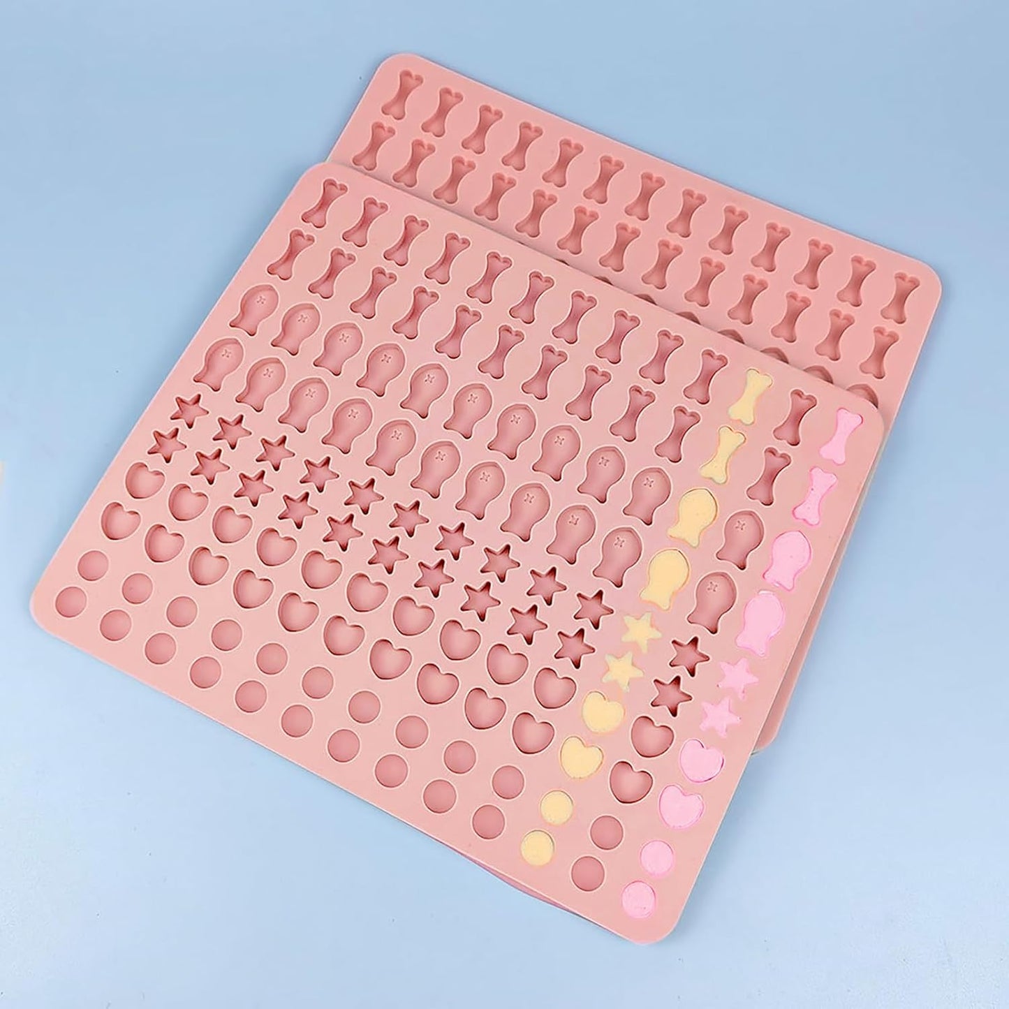 Dog Treat Molds 130 Cavity Mini Silicone Molds Star Heart Bone Fish Roud Shape for Baking Biscuits, Cookie, Candy, Chocolate, Gummy, Cookie
