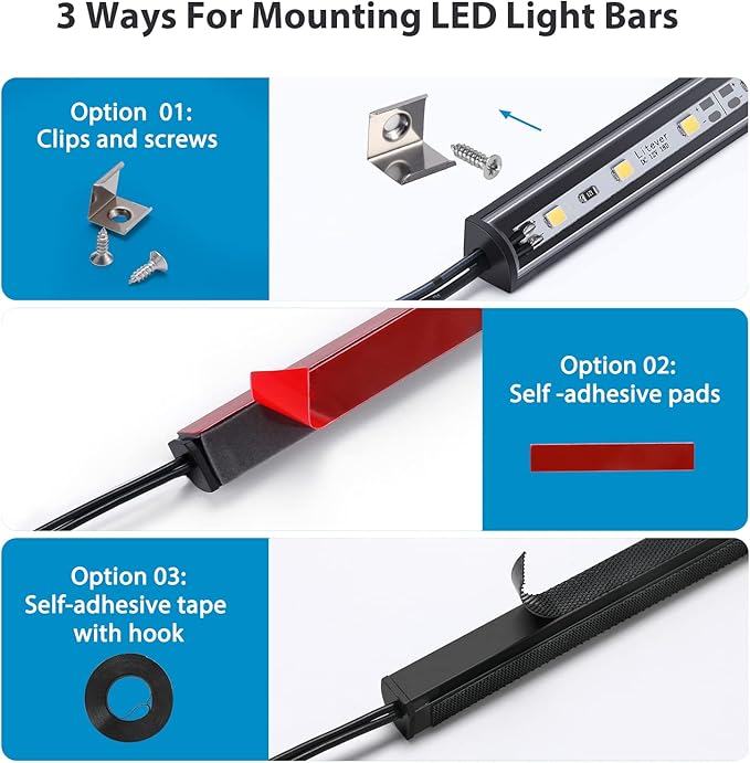 Litever LED Safe Light Kit. Human Motion Sensor Activated. 6 Slim LED Light Bars. Linkable Extendable Plug-in for Gun Safe, Locker, Closet, Showcase, in-Cabinet Under Counter Pantry. Daylight 5000K