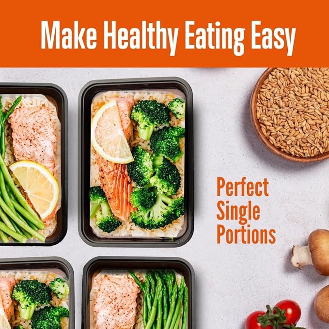 SQUATZ 50 Meal Prep Containers with Lids for Adults - 33oz, Microwave Safe, Reusable Food Storage, Freezer Safe, Leak-Free Lunch Container - Includes Utensils