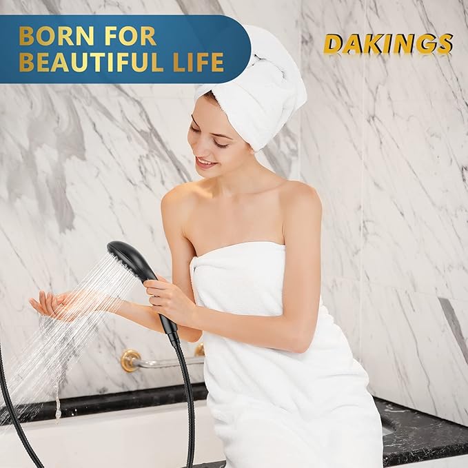 6 Spray Modes Steam Shower System Upgraded 5 Inches Shower Head with Handheld Spray Premium Black Handheld Shower Head 60 Inches Stainless Steel Hose-1-Min Install