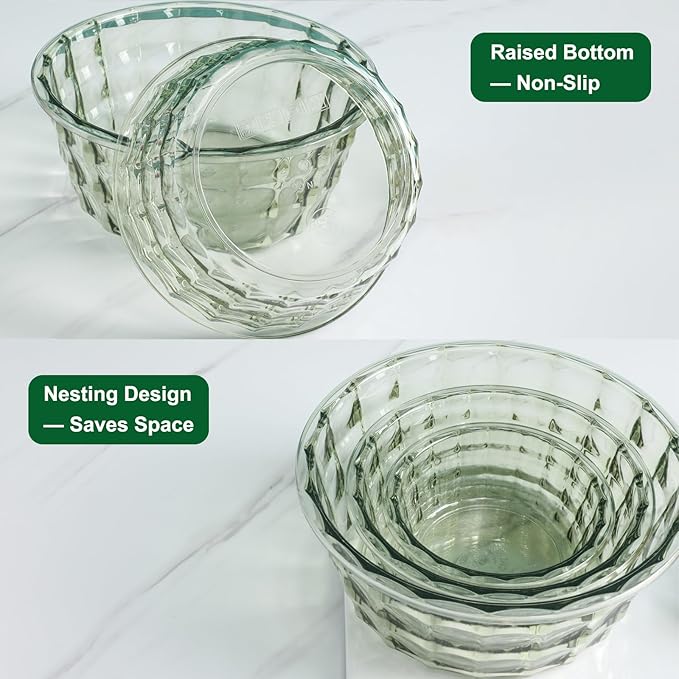 Taiuloo 3-Piece Salad Bowls with Lids, BPA Free Plastic Meal Prep Containers To Go for Lunch, Kitchen Food Storage & Serving Bowls for Salad, Snack, Fruit, Veggie, Blue