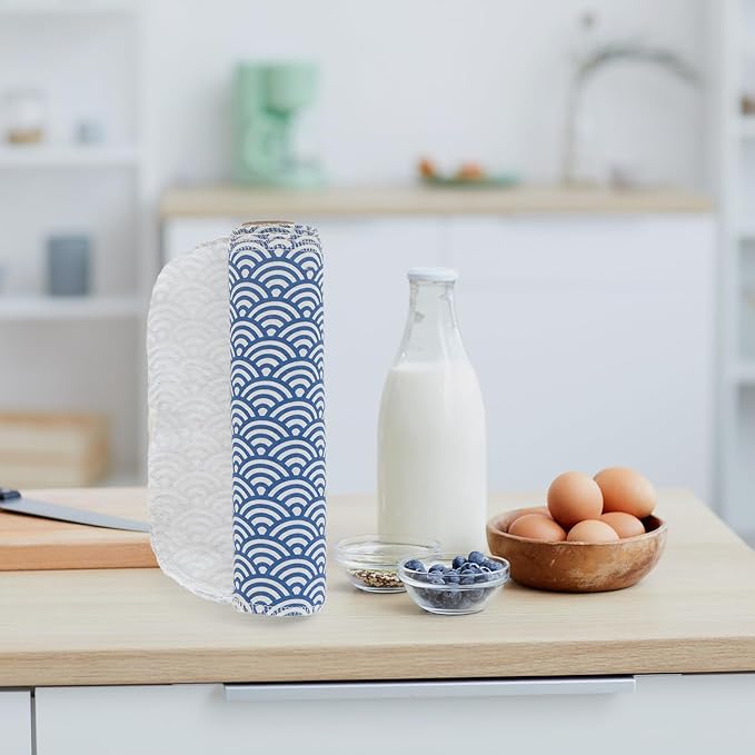 Reusable Paper Towels Washable,Pack of 12 Paperless Napkins Flannel Cotton Cloth 10"X12"with Cardboard Roll,Made to Last - Cut Back and Waste Less Eco Friendly(Wave)