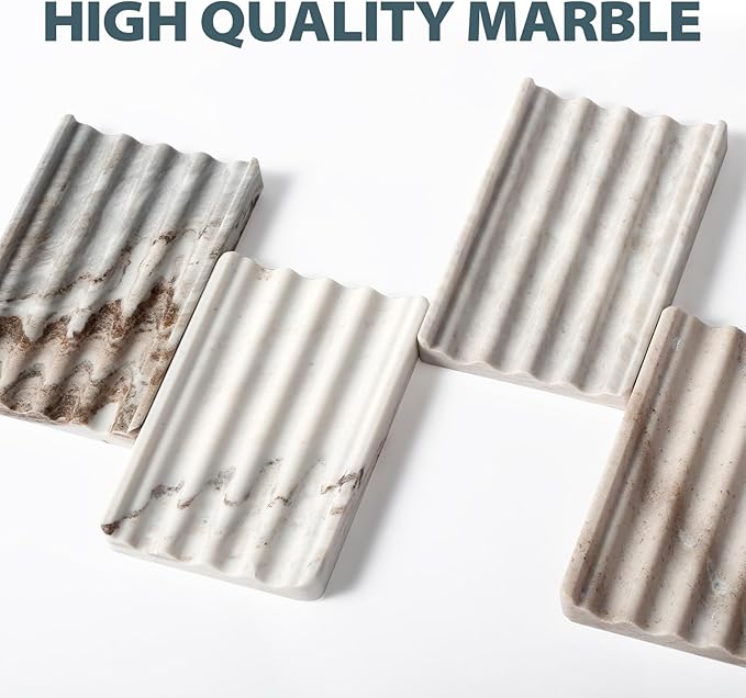 Marble Soap Holder, Soap Dish for Shower, Bathroom, Kitchen, Multi-Function Soap Saver, Soap Saver with Water Ripple Design, Soap Tray for Bar Soap(Palissandro Classico)