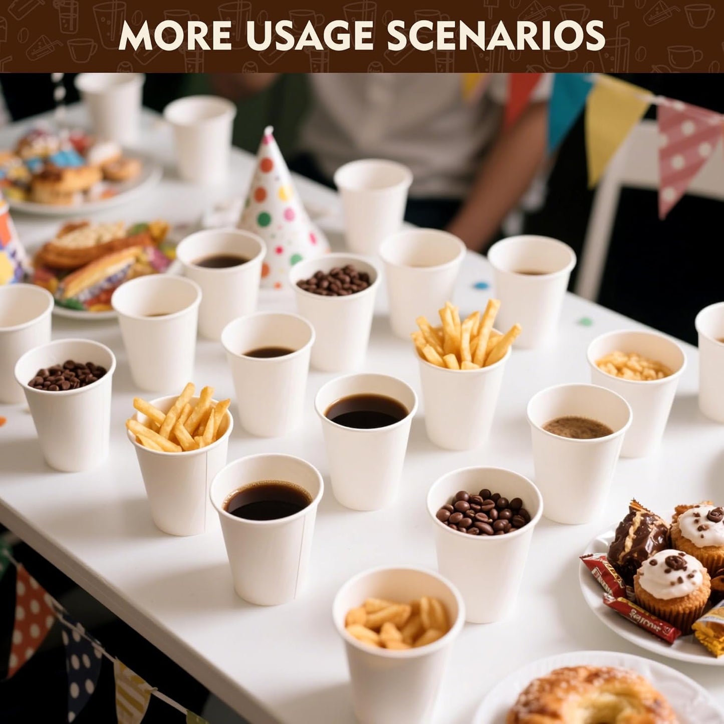 YEEHAW 3 oz 100 Pack Disposable Paper Coffee Bathroom Cups, Small White Mouthwash Cup for Bathroom
