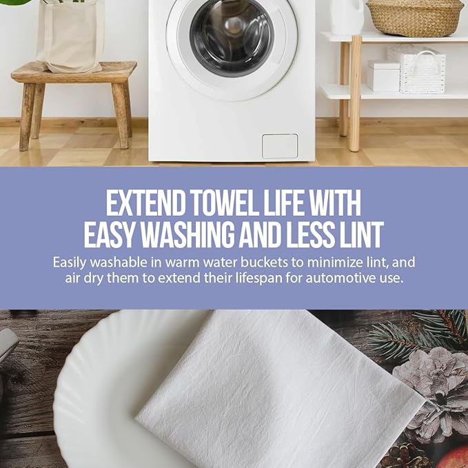 Dish Cloths Cotton| Kitchen Wash Cloth| Shop Towels Absorbent and Lint Free Flour Sack| Dishcloths for Kitchen Washing Dishes|Thick Absorbent Quick Dry Dish Rags | 24 Pack 13"x13" White