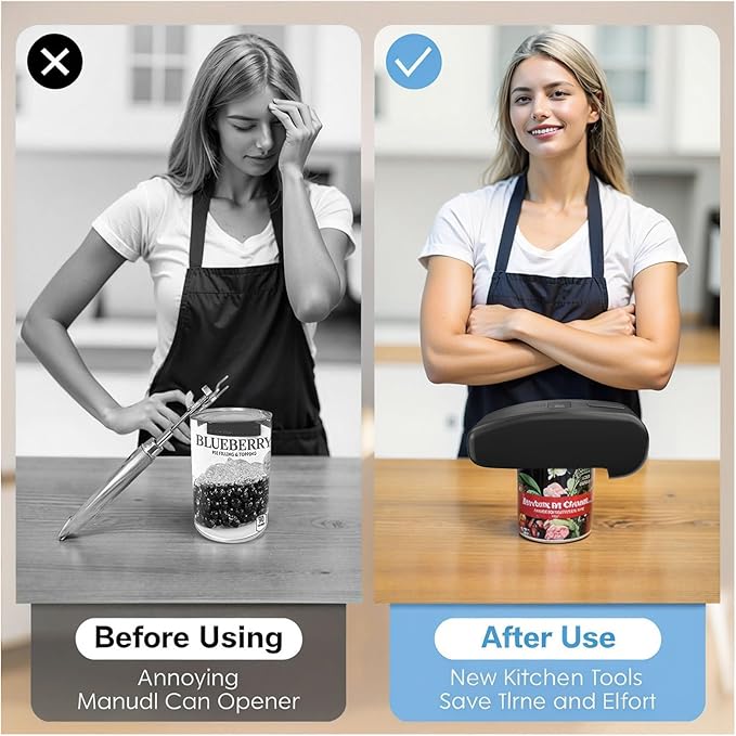 Electric Can Opener – USB Rechargeable with LED Display, Smooth Edge & Auto Stop, One-Touch Hands-Free Automatic Can Opener for Seniors & Arthritis, Works on All Can Types, Food-Safe Kitchen Gadgets