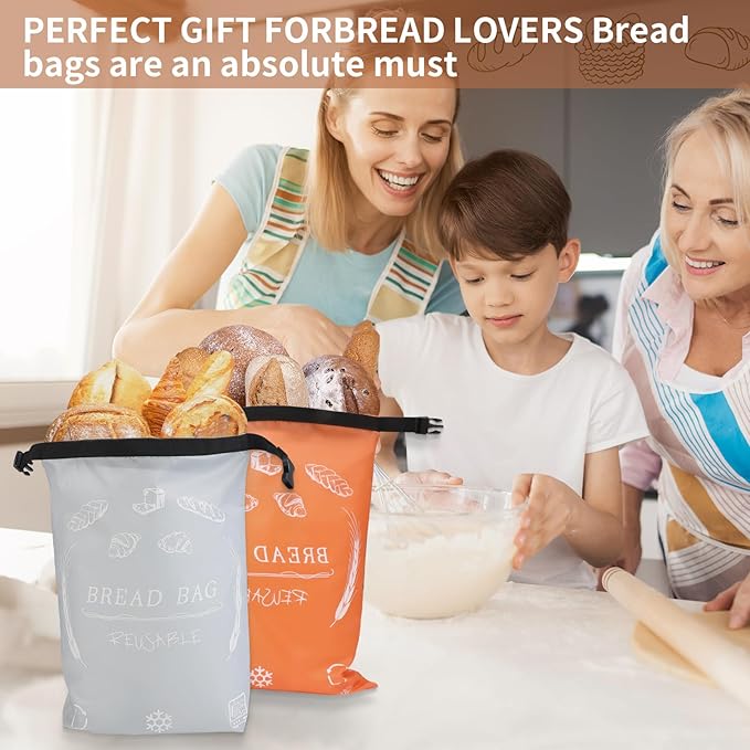 Bread Bags for Homemade with Beeswax Wrap - Zipper Reusable Bread Bag for Sourdough 2-Pack, Homesteading Essentials Sourdough Bags with Sealing Zip to Keep Fresh, Freezer-Safe, Eco-Friendly