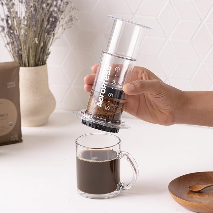 AeroPress Clear Coffee Press - All-in-One French Press, Pour-Over & Espresso Style Manual Brewer, 2 Min Brew for Less Bitterness, More Flavor, Small Portable Coffee Maker, Travel & Camping