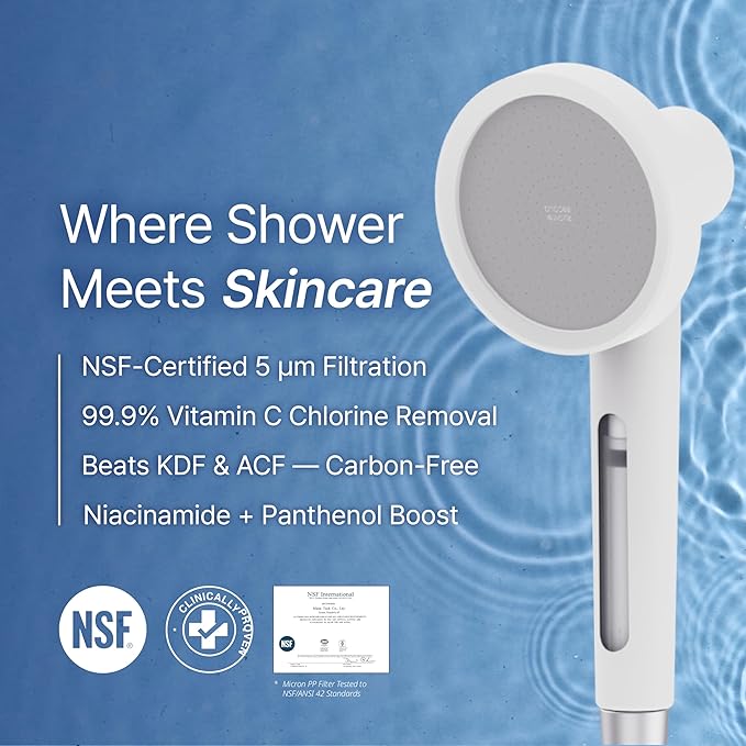SecondShower Filtered Shower Hand | Clinically Proven for Skin Health, NSF Certified, SPA Grade High Pressure, Seoul Engineered Natural Filtration for Skin & Hair Care, Matte Black