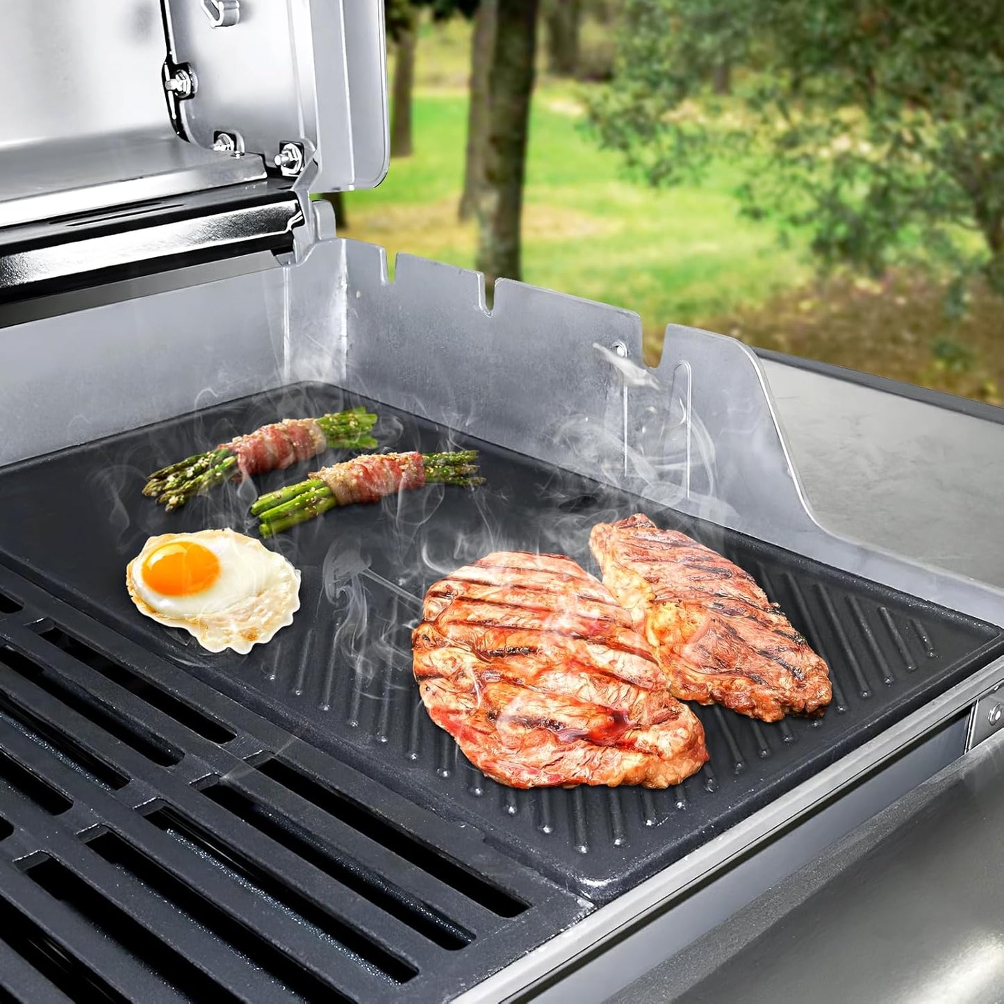 QuliMetal 7637 Reversible Cast Iron Grill Griddle for Weber Spirit E-210, Spirit 200, GS4 Spirit II 200 Series Grills (Front Control Knobs) โ 17.5-Inch Grill Griddle Replacement, 1 Pack