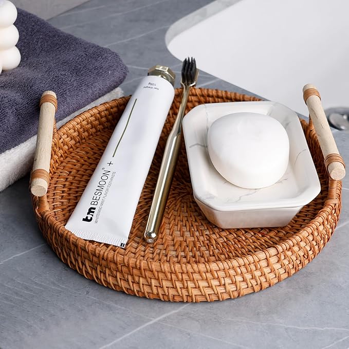 Soap Dish, Ceramic Self-draining Soap Holder, Double Layer Bar Soap Holder with Drain, Soap Dishes for Bathroom Shower Kitchen, Easy to Clean Keep Soap Dry, Off-white with Marble Pattern, ANTIS'S HOME