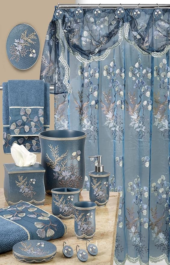 Zahari Home 4pc Capri Bathroom Accessories Sets Modern Classic Soap Dispenser, Tumbler, Tooth Brush Holder and Soap Dish Holder Unique Design Royal Blue Bathroom Set