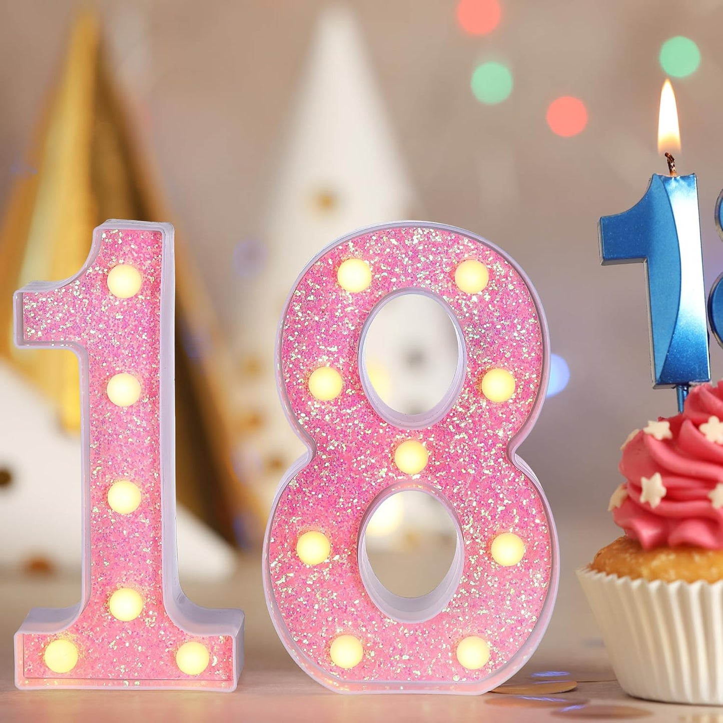 Foaky Pink Light up Letters,Pink Party Decorations,Girls Room Decor,Glitter Marquee Numbers,Alphabet Letter Sign for Night Light Birthday Party Girls Gifts, Home Bar Decoration (3)