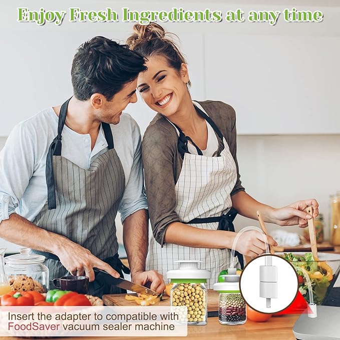 Mason Jar Vacuum Sealer Kit - Vacuum Sealer with Manual Pump and Lid Opener for Wide & Regular Mouth Jars