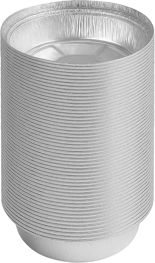 Ruthy's Outlet Round aluminum foil pans Disposable Tray Containers for Storing, Baking, Meal Prep & Reheating | Freezer & Oven Safe, Recyclable (200, 8" Round)