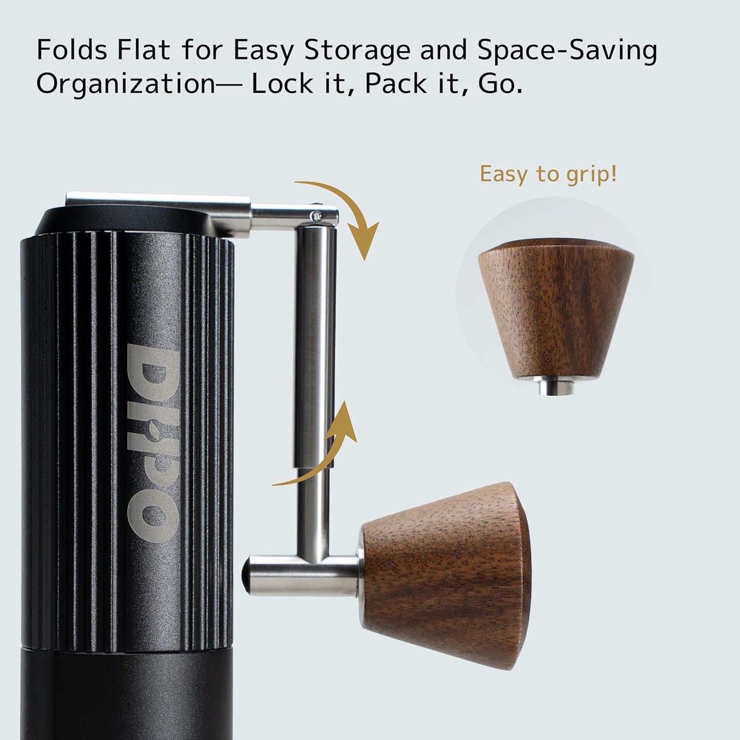 DHPO Sky-Two Manual Coffee Grinder With 7 Axis Stainless Steel Conical Burr Mill, 20g Portable Hand Coffee Grinder With Foldable Handle For Espresso, Drip, French Press, Camping, Travel, Home, Black