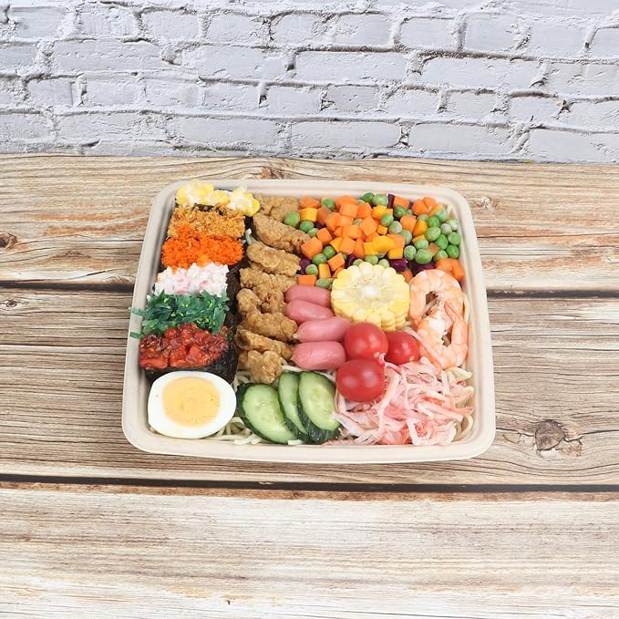 40 oz Square Disposable bowls with lids,Sugarcane Fibers Bowls take away food containers Plant Fibers Freezer Safe 25 Pack