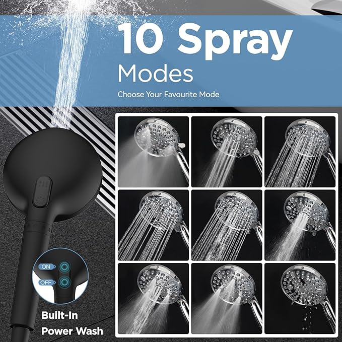 Shower Niche for Shower Wall, High Pressure Rain Shower Head with Handheld Spray Built-in Power Wash, Dual Showerhead with Handheld for Hard Water, Remove Chlorine for Healthier Skin, Hair