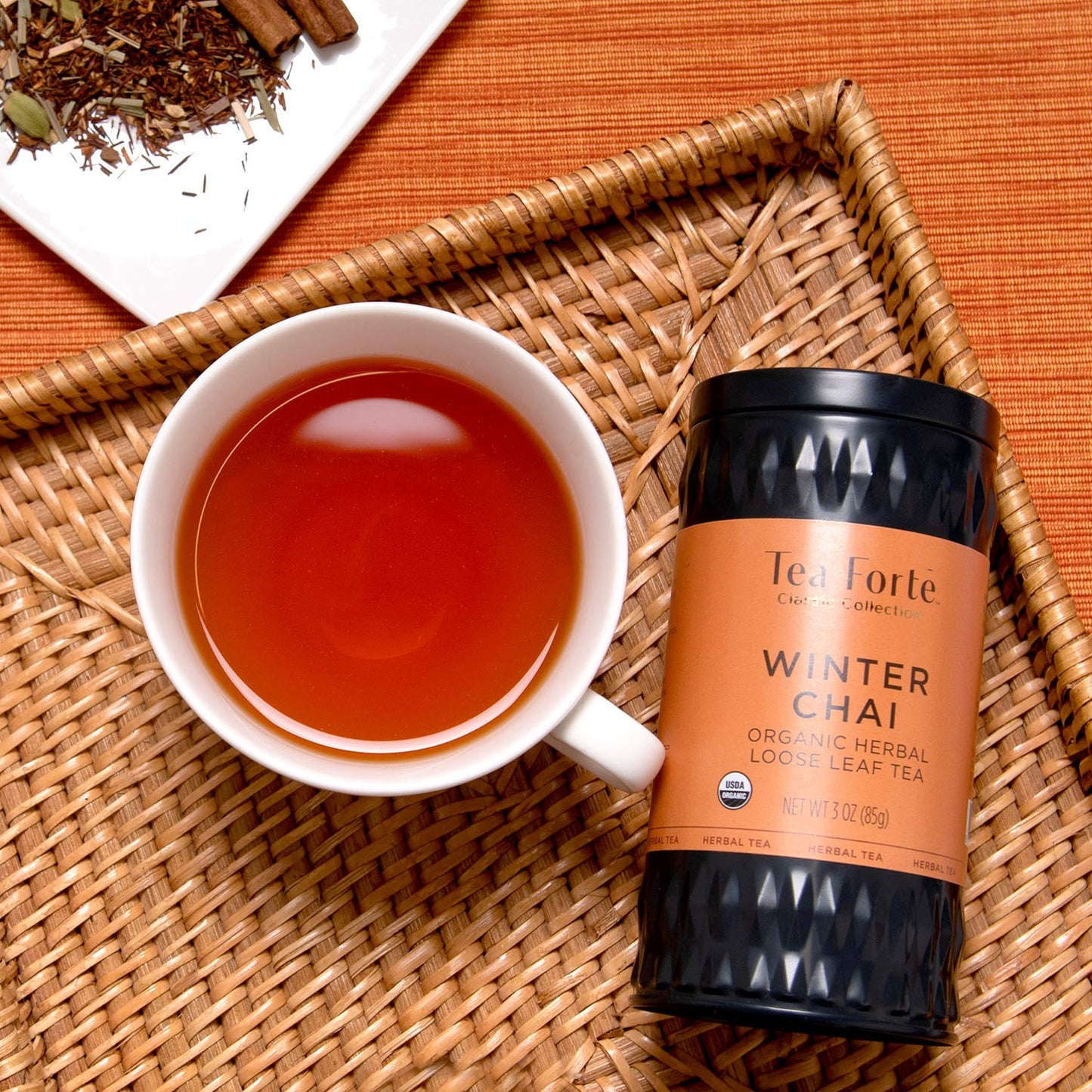 Tea Forte Winter Chai Premium Organic Loose Leaf Caffeine-Free Herbal Tea Blend Canister, Makes 35-50 Cups