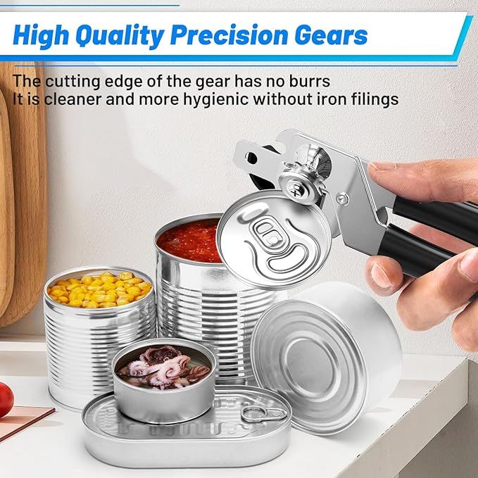 Heavy Duty 2pcs Jar Lid Opener & Can Opener 9 in 1, Non-Slip Grip for Seniors, Kitchen Tools Effortless Multi for Weak Hands & Metal Smooth Edge,Open Any Size Jar & Bottle