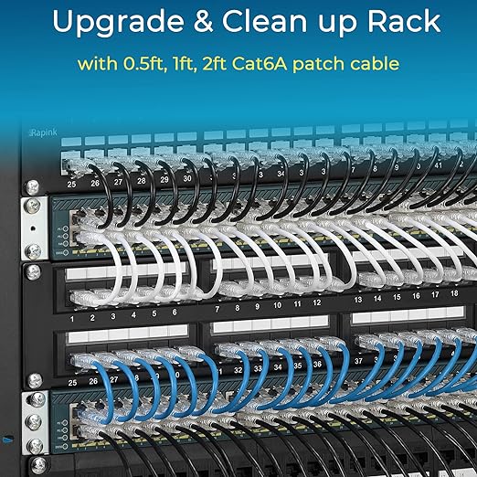 Rapink Patch Cables Cat6/ Cat6a 7ft (24 Pack) Slim, Cat6a Ethernet Patch Cable 10G Support, Snagless Cat 6 Patch Cable for Patch Panel to Switch, Flexiable Cat6 Ethernet Cable Blue