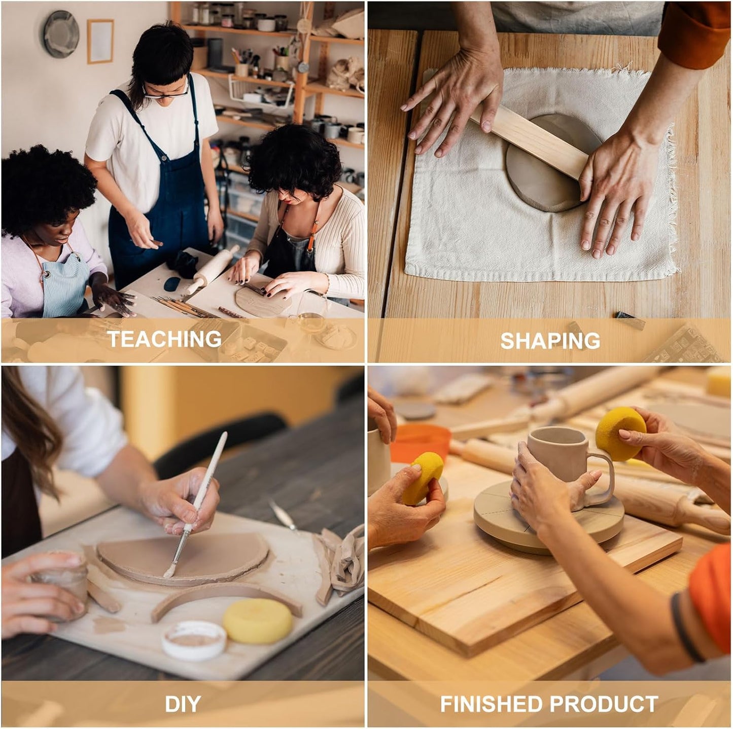 MECCANIXITY 8Pcs Pottery Teaching Rolling Mud Stick Guides, 13" x 0.8" Wood Clay Roller 3 6 9 12mm Thick Ceramic Tools Strips Rolling Guides for Clay Thickness DIY Craft