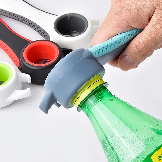 Jar Opener for Weak Hands, Seniors with Arthritis, 5-in-1 Jar & Bottle Opener Easy Grip - Non-Slip Silicone Gripper Pad, Easy Open Can/Lid Opener Set Grey Blue