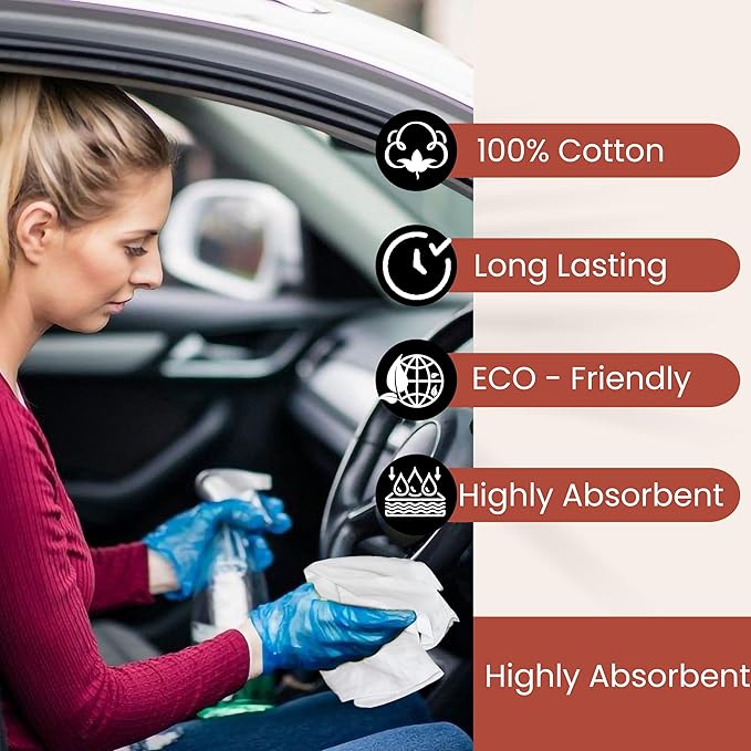 Shop Towels| Multipurpose Commercial and Residential shop cleaning| Car Wash, Polish, Housewares, Microwave, Coffee Machine, Restaurant, Bathrooms, Electronics, Auto Garage | 50 Pack 14"x12" White