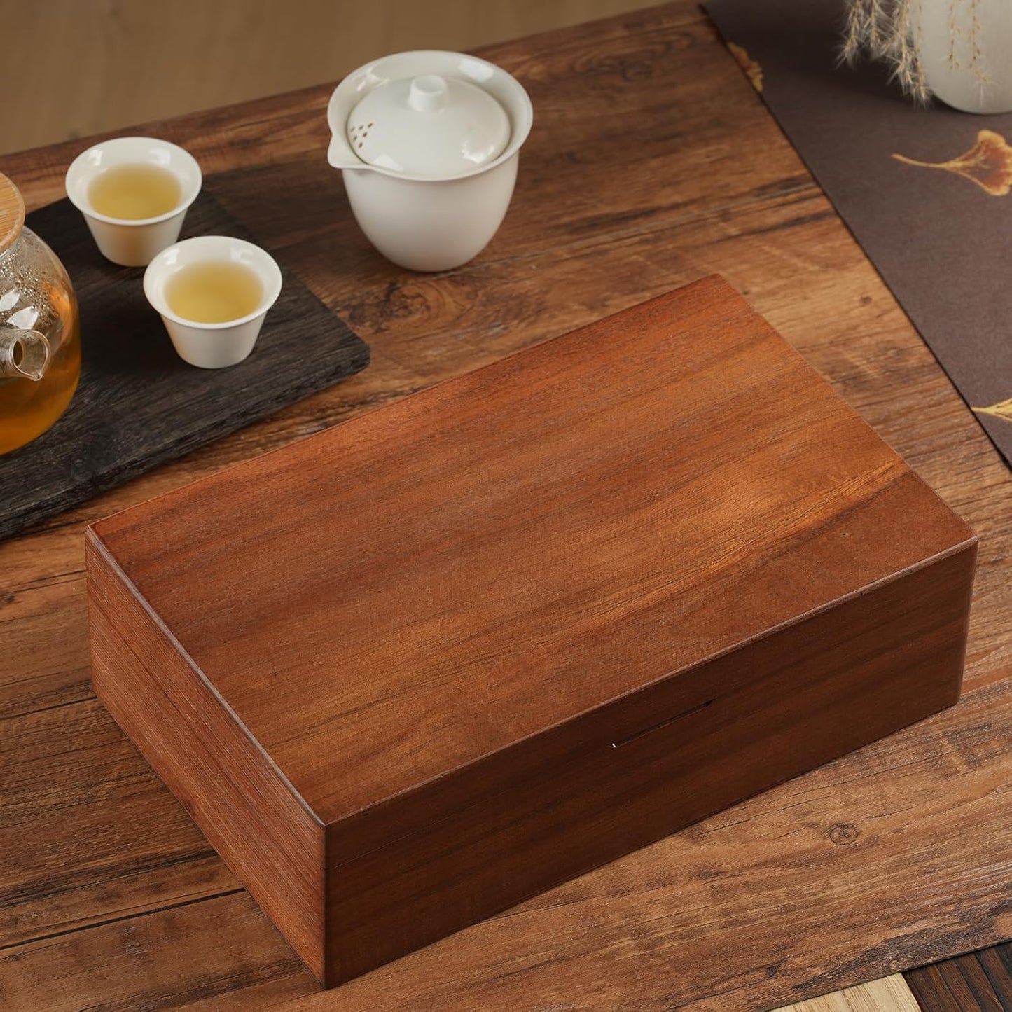 Acacia Wood Tea Bag Organizer, 8 Compartments Tea Box Organizer Storage Box, Tea Box for Tea Bags Chest, Tea Bag Holder with Magnetic Lid for Beverage Supplies, Sugar, Sweeteners, Individual Packets