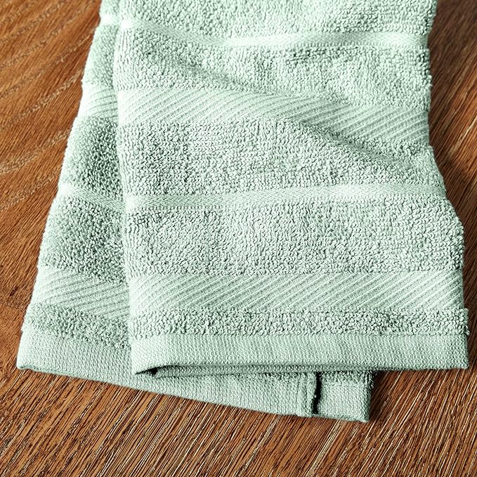 KitchenAid Albany Kitchen Towel 4-Pack Set, Pistachio/White, 16"x26"