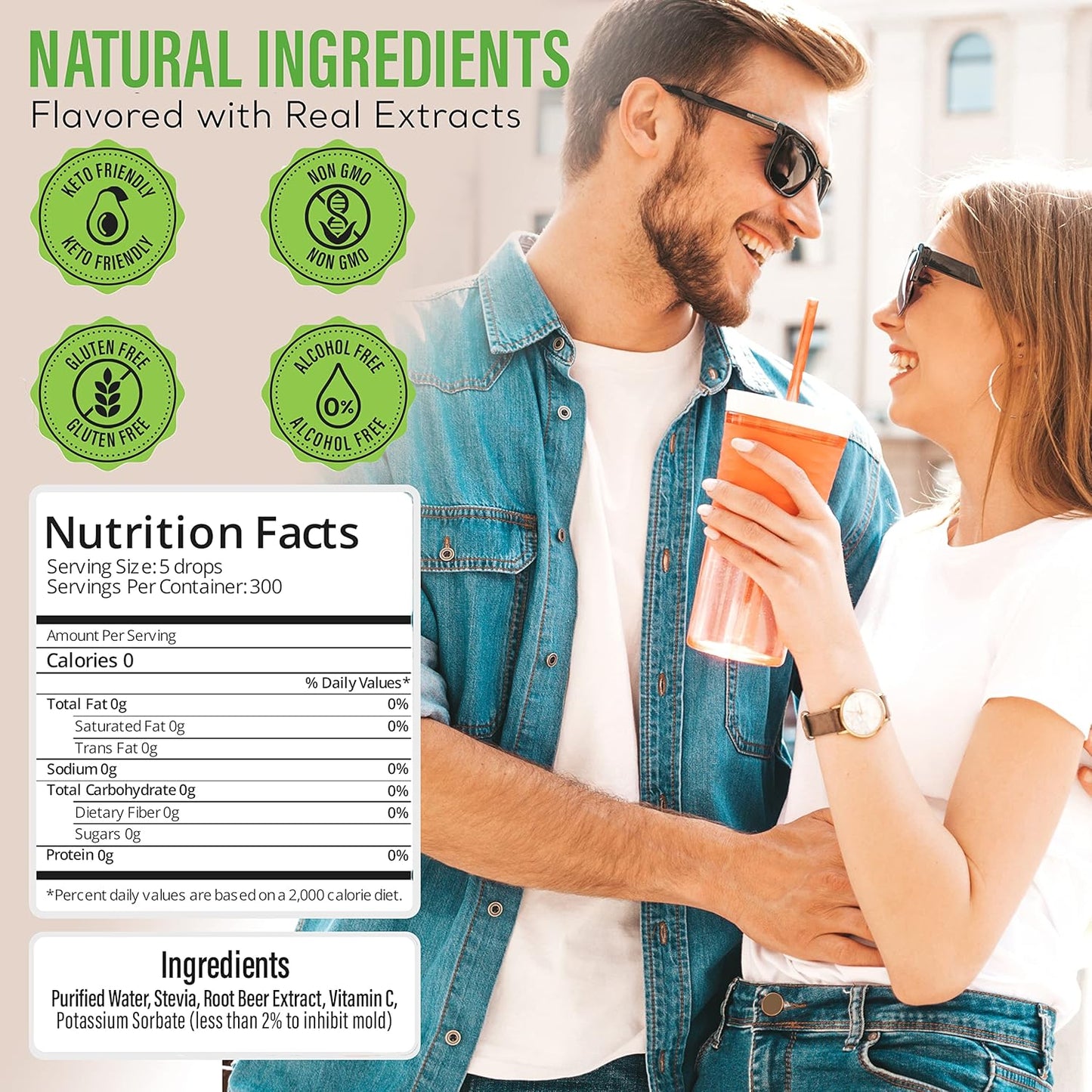 Stevia Select Root Beer Flavored Liquid Stevia โ Zero Calorie Coffee, Tea, Drink & Baking Sweetener, All-Natural, No Erythritol, Keto-Friendly Sugar Alternative, 300 Servings โ 2 Oz (1 Pack)