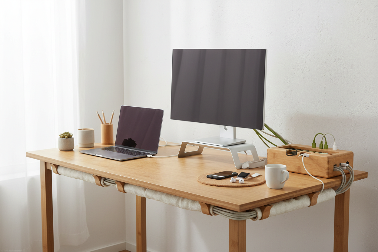 Cord Management maintaining a sleek, clutter-free space.